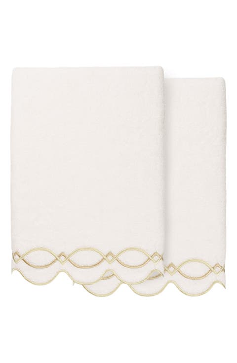 Diamond Chain Scalloped 2-Piece Bath Towel Set