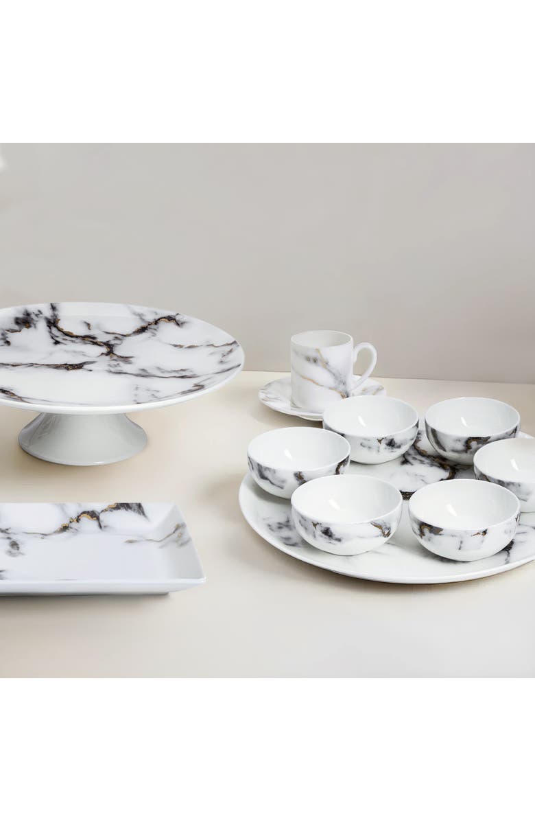 Prouna Marble Venice Fog Seder Plate / Appetizer Set, Alternate, color, White