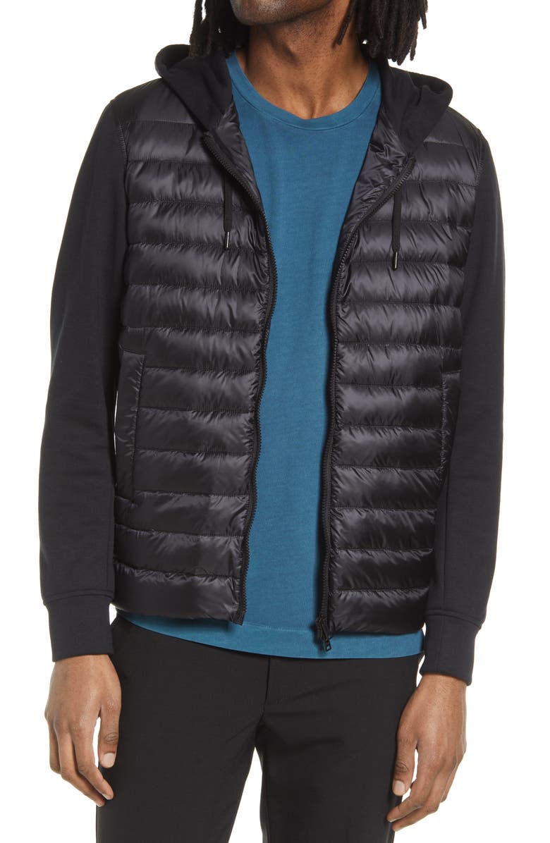 Herno Men's Fleece & Quilted Down Hooded Jacket, Main, color, 