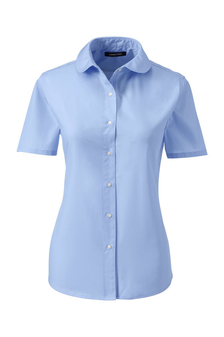 School Uniform  Short Sleeve Peter Pan Collar Broadcloth Shirt, Alternate, color, Light Sea Blue
