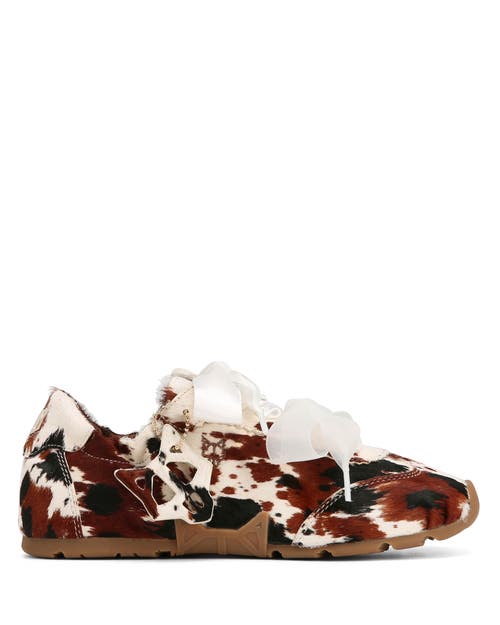 Naked Wolfe Adorable Cow Print Sneaker In Brown