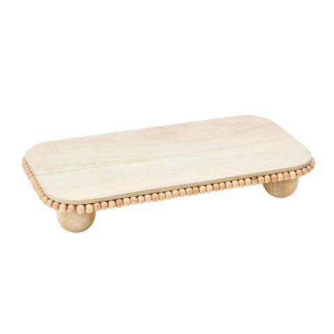 Mango Wood Pedestal with Wood Beads