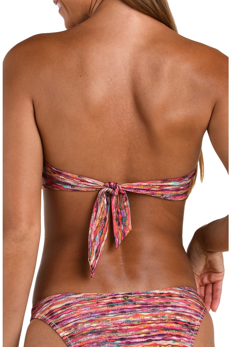Shimmer Ripple Twist Bandeau Bikini Top, Alternate, color, PINK MULTI