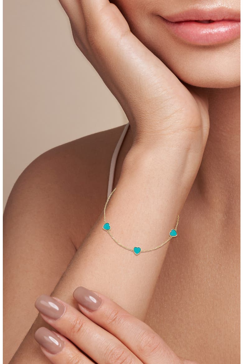 14K Gold Heart Bracelet, Alternate, color, GOLD