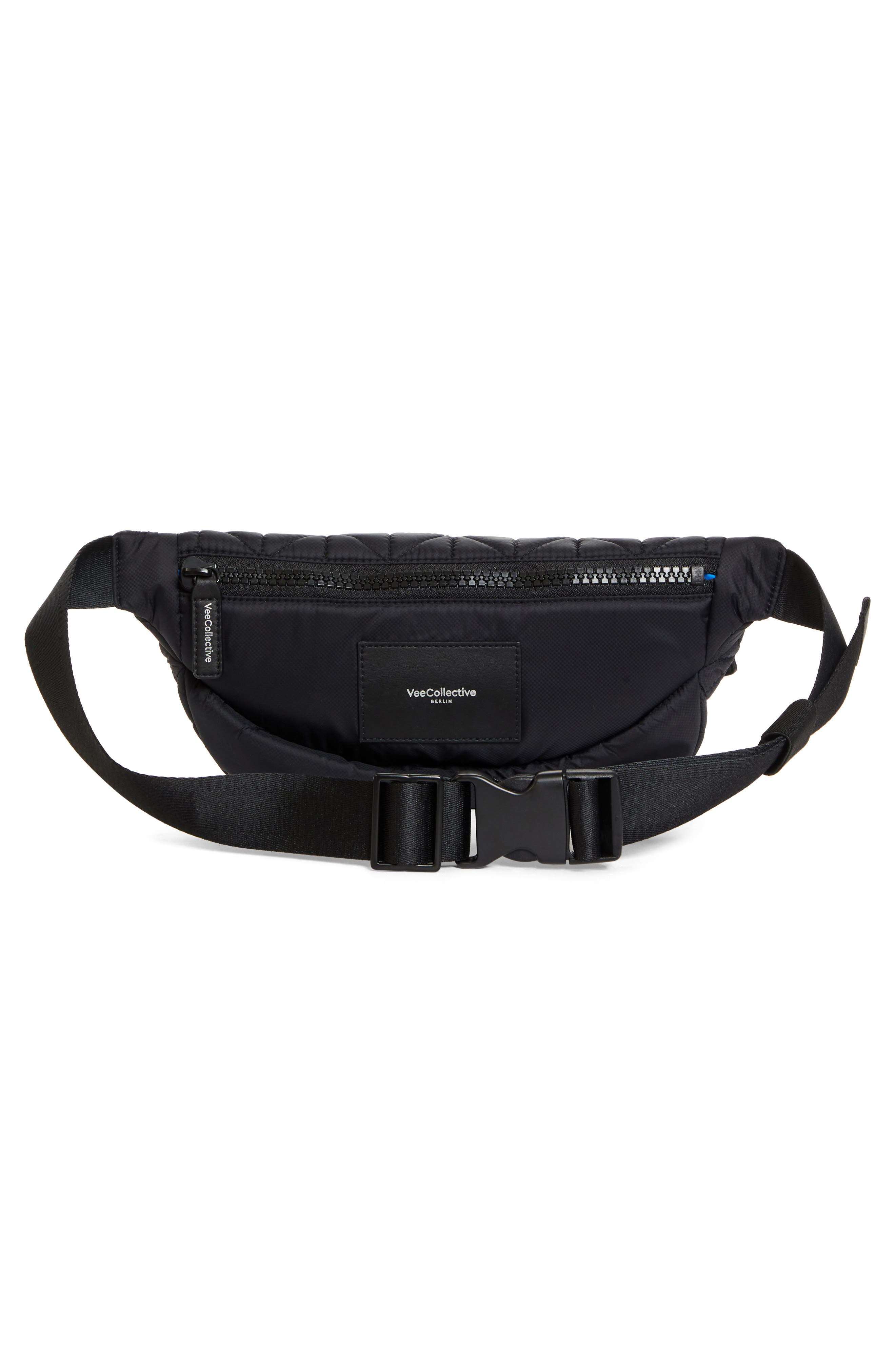 VeeCollective Vee Water Repellent Quilted Nylon Belt Bag, Alternate, color, Black