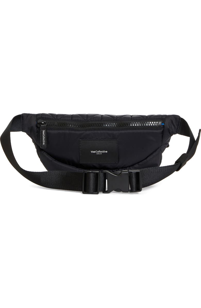 VeeCollective Vee Water Repellent Quilted Nylon Belt Bag, Alternate, color, Black