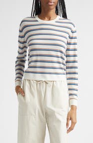 LESET James Stripe Merino Wool Crewneck Sweater