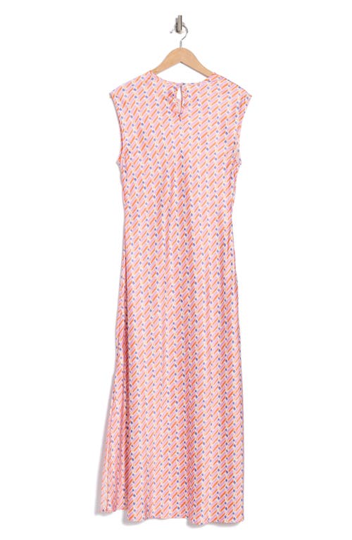 Melloday Sleeveless Side Tie Maxi Dress In Pink Geo Multi