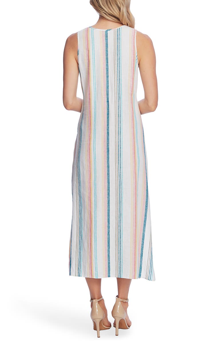 Vince Camuto Beach Haze Stripe Sleeveless Linen Blend Dress, Alternate, color, 