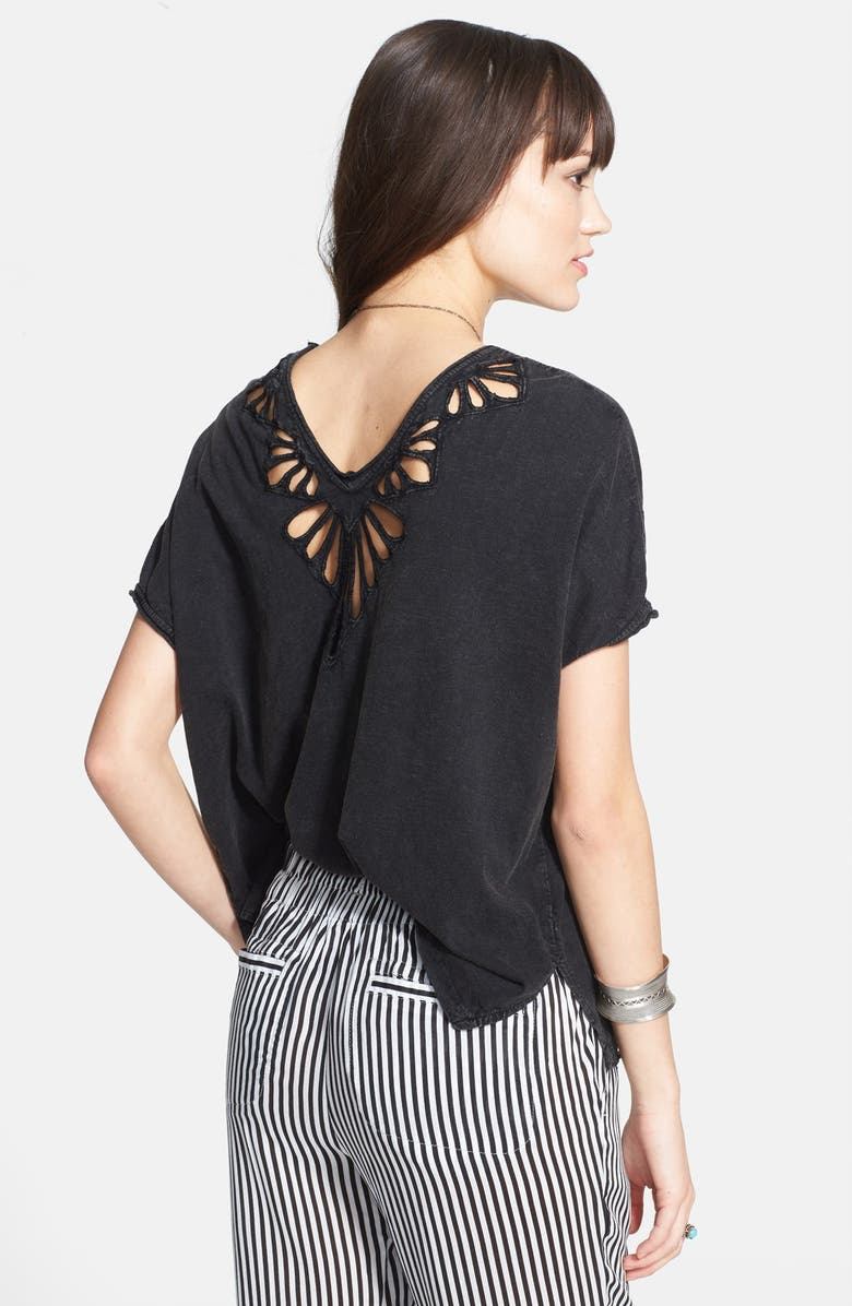 Free People Cutout Double V-Neck Tee, Alternate, color, 