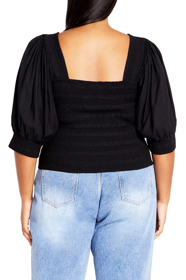 Alejandra Smocked Crop Top, Alternate, color, BLACK