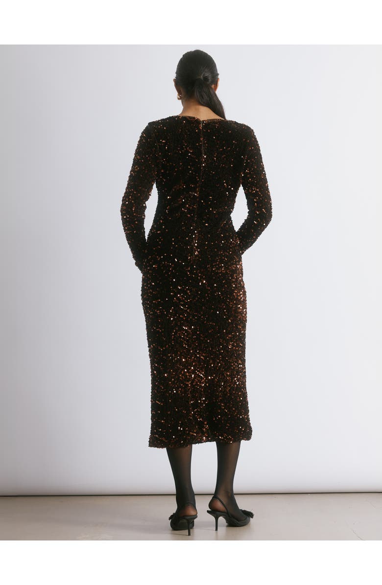 Albaray Velvet & Sequin Square Neck Dress, Alternate, color, Chocolate
