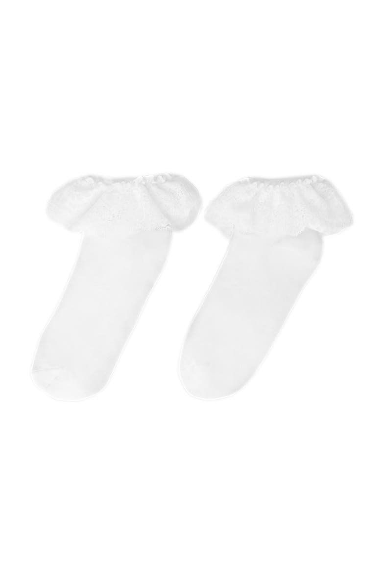 Lace frill socks, Main, color, White