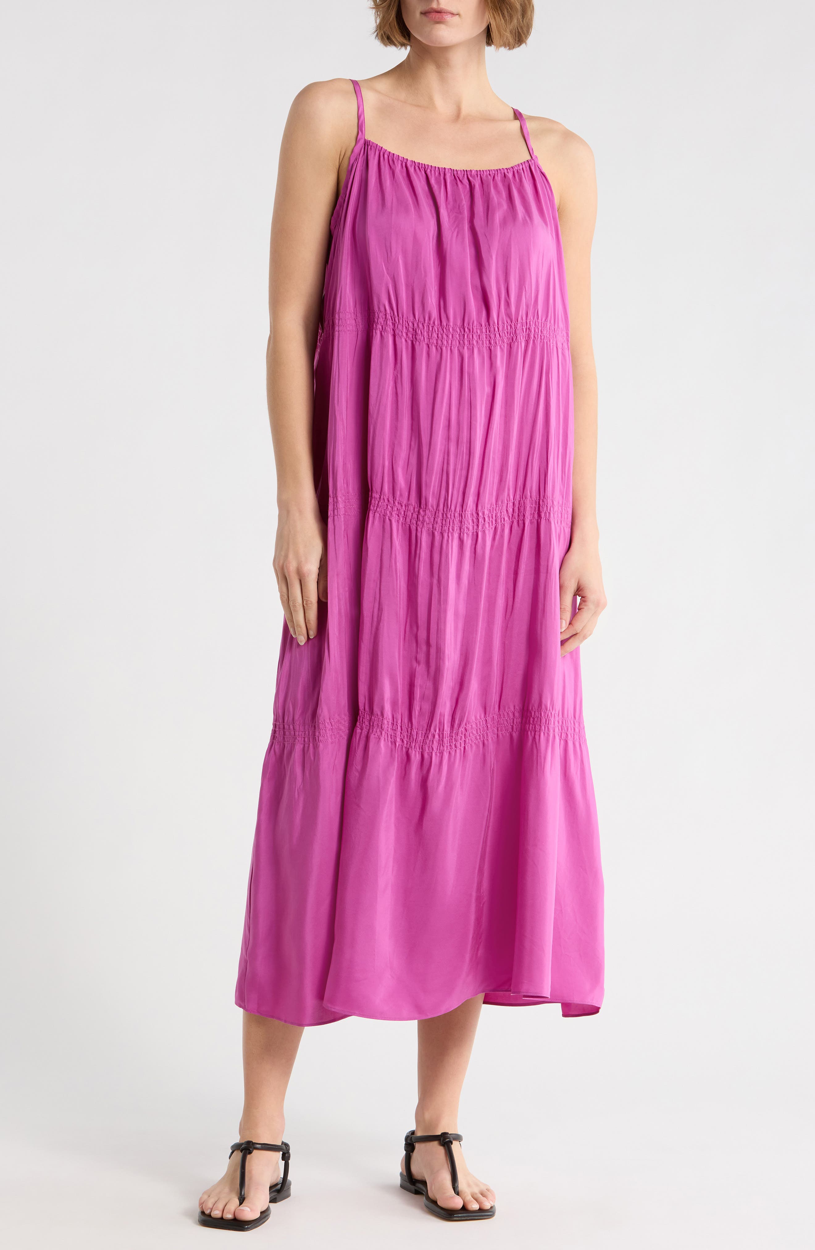 Eileen Fisher Smocked Cami Maxi Dress