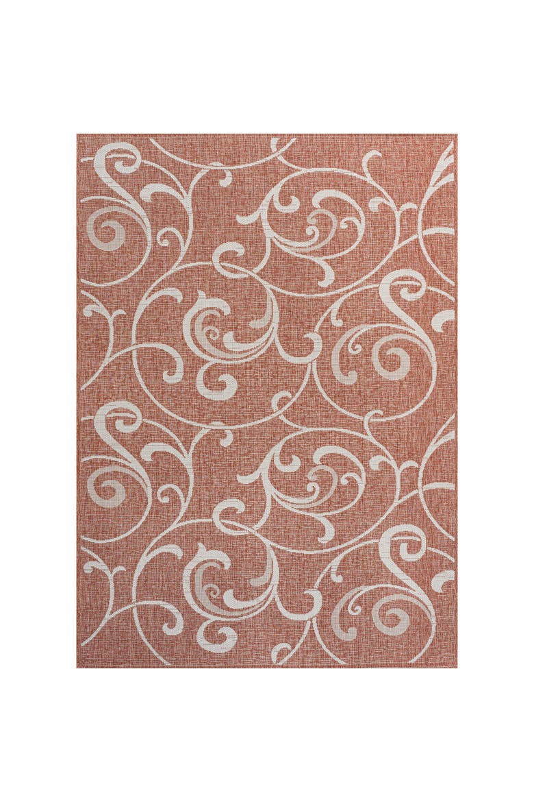 Maribel Traditional Classic All-Over Scroll Indoor/Outdoor Area Rug, Main, color, Salmon/Cream
