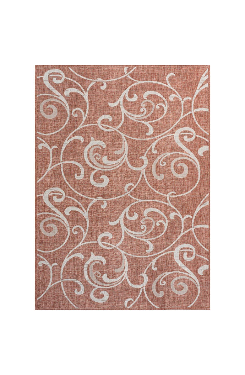 JONATHAN Y Maribel Traditional Classic All-Over Scroll Indoor/Outdoor Area Rug, Main, color, Salmon/Cream