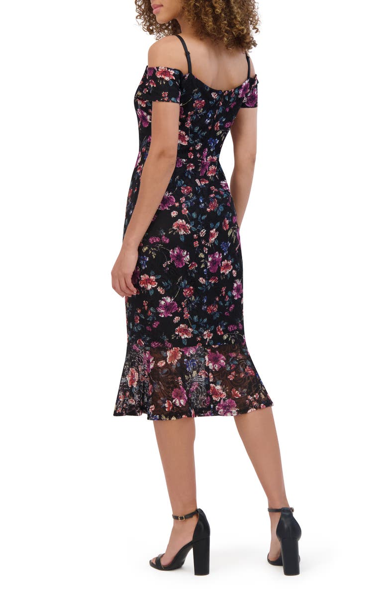 Siena Off the Shoulder Floral Lace Dress, Alternate, color, Black Multi
