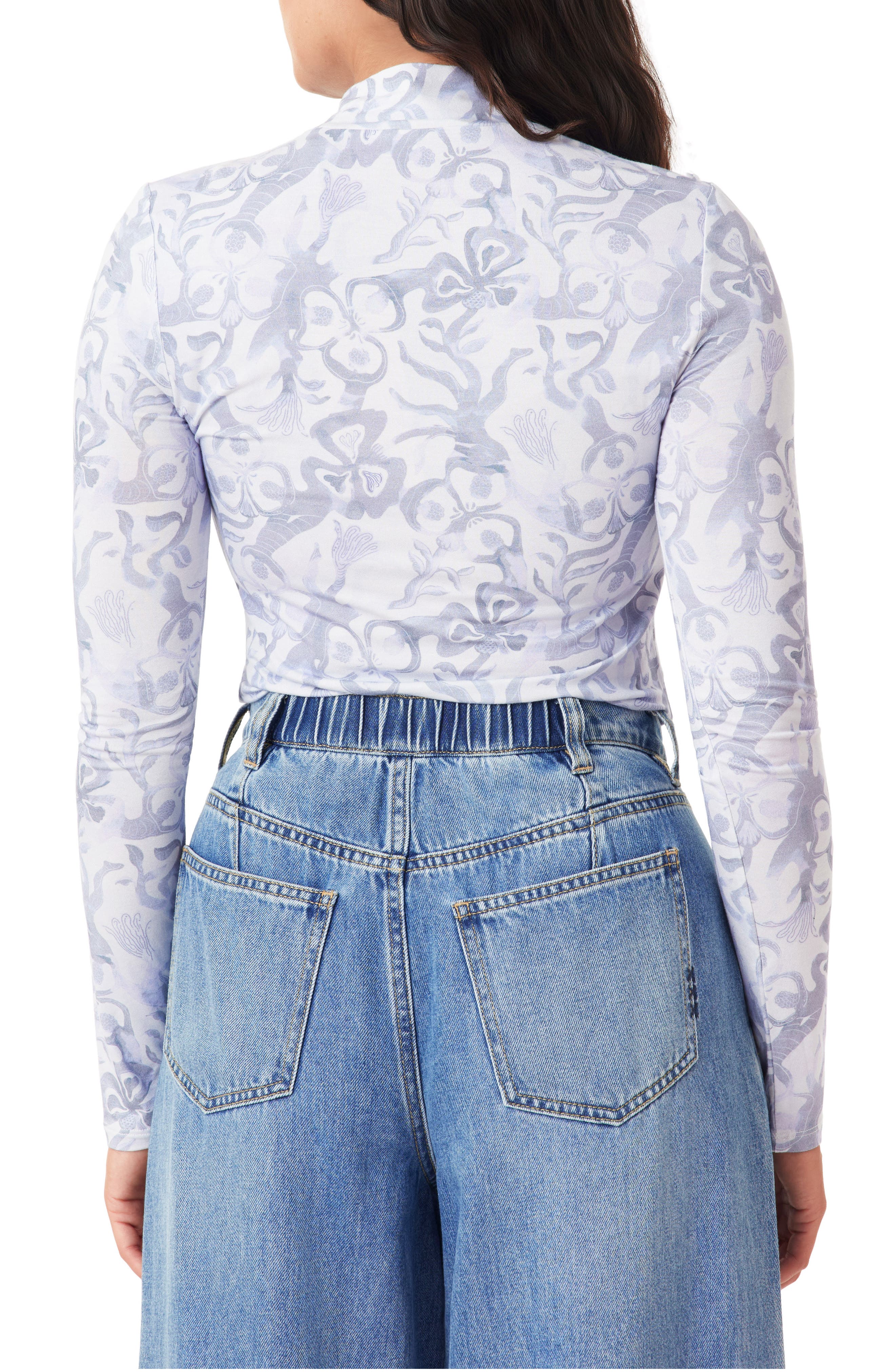 Print Mock Neck Top - image 2