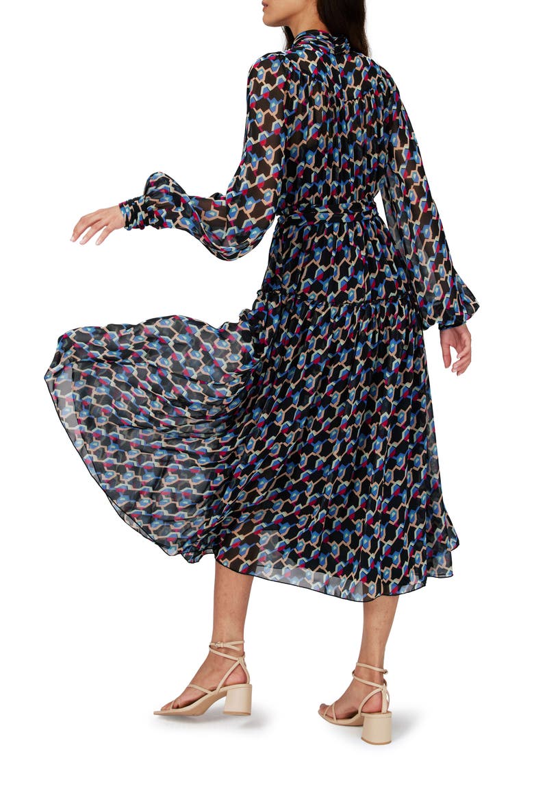 Kent Geometric Print Long Sleeve Midi Dress, Alternate, color, GEO ILLUSION MED