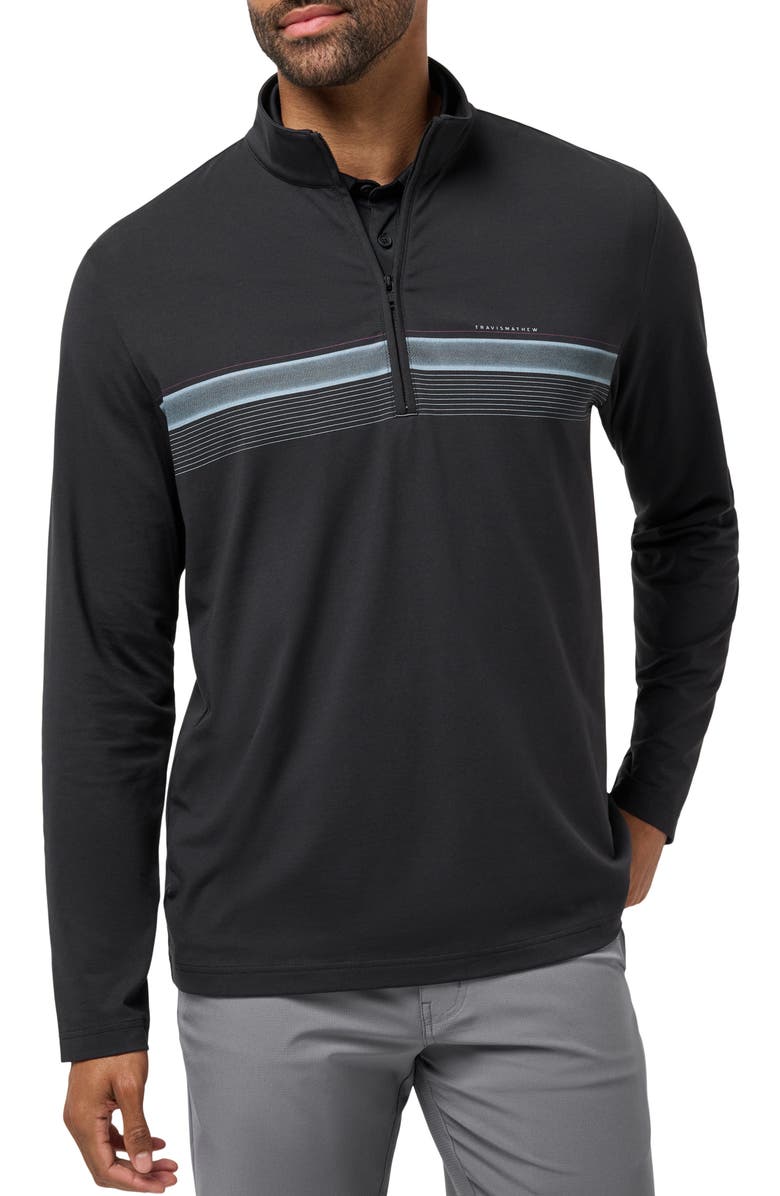 TravisMathew Nautical Adventure Quarter Zip Pullover, Main, color, Black