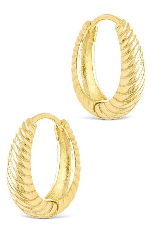 Sterling Forever Haven Textured Oval Huggie Hoop Earrings In Gold