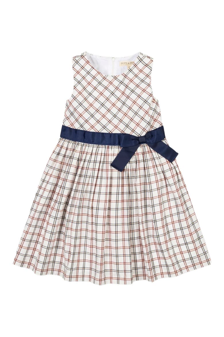 Baby Girls' Organic Stretch Poplin Sash Dress, Infant, Main, color, Homeroom Check