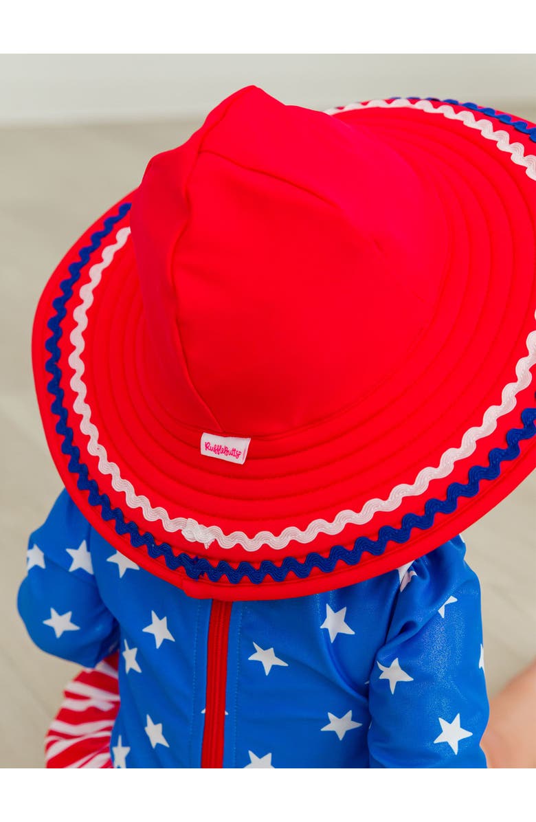 RuffleButts Girls UPF50+ Ric Rac Swim Hat, Alternate, color, 