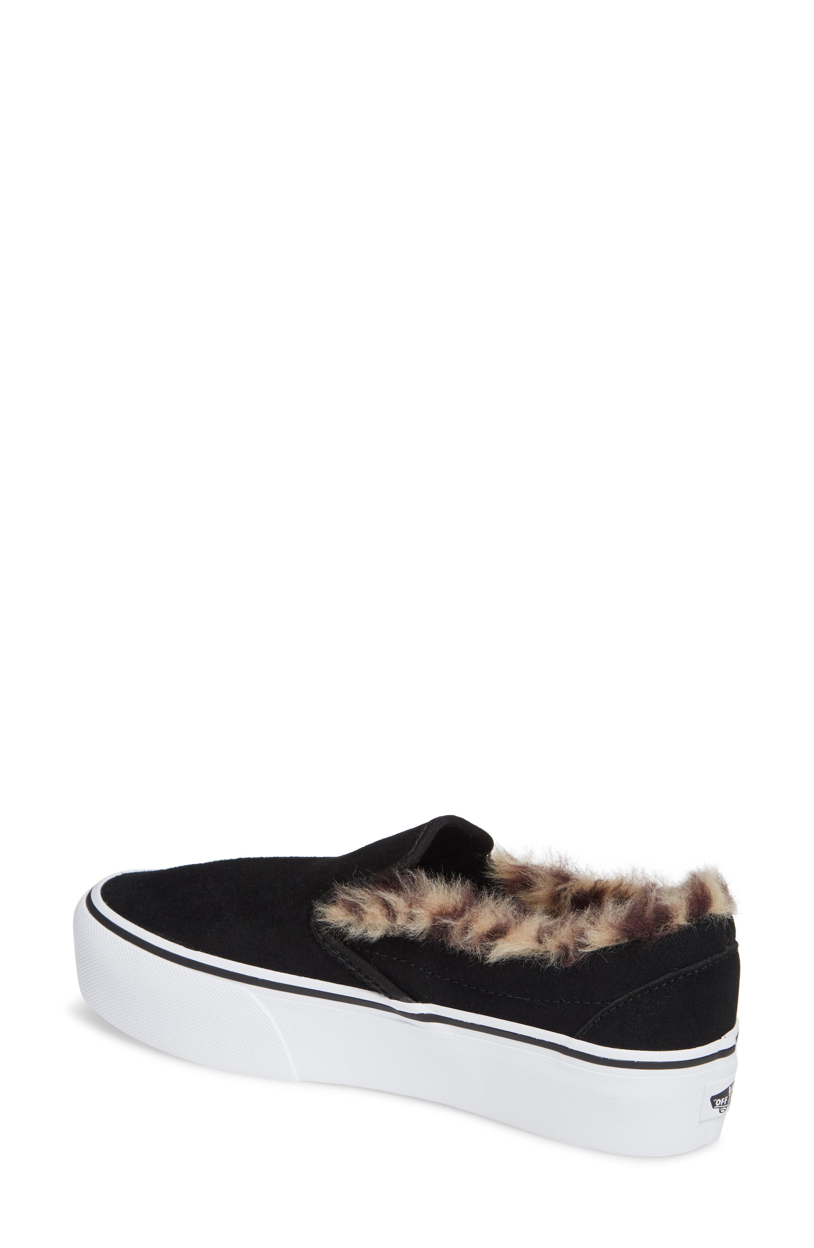 Vans Classic Faux Fur Slip-On Platform Sneaker, Alternate, color, 