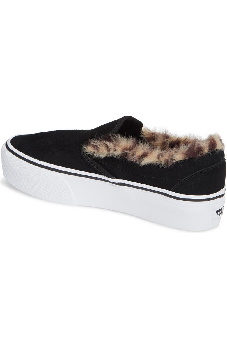 Vans Classic Faux Fur Slip-On Platform Sneaker, Alternate, color,