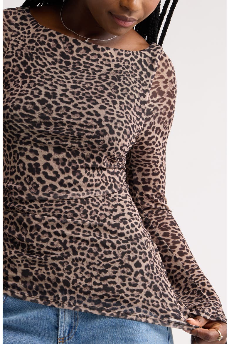 Asymmetrical Mesh Top, Alternate, color, TAN- BLACK PATTY LEOPARD