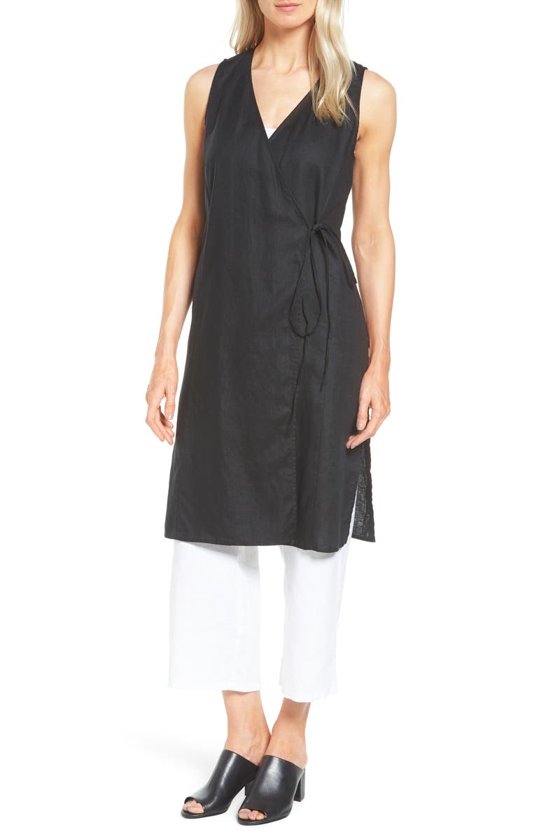 Eileen Fisher Long Wrap Front Vest, Main, color, 