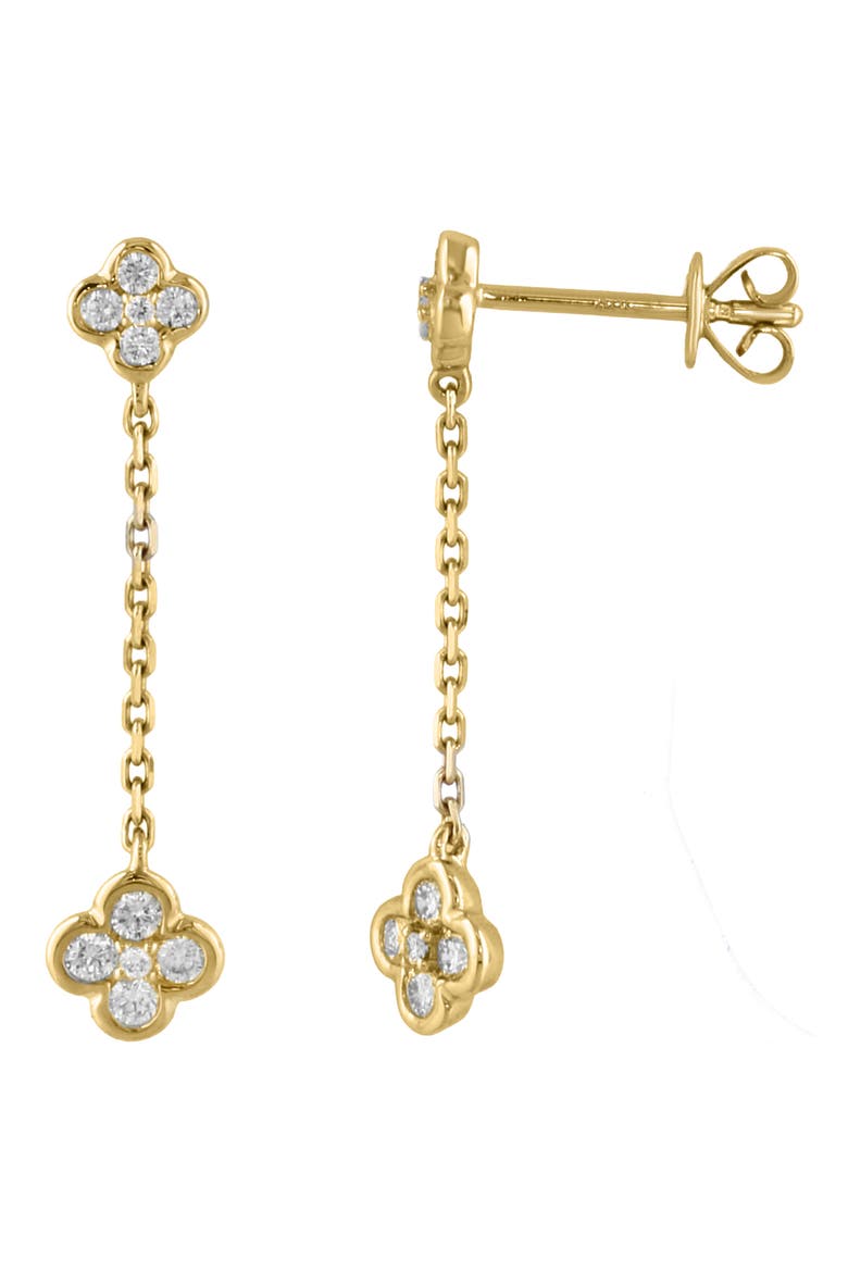 Diamond Clover Linear Drop Earrings, Alternate, color, WHITE