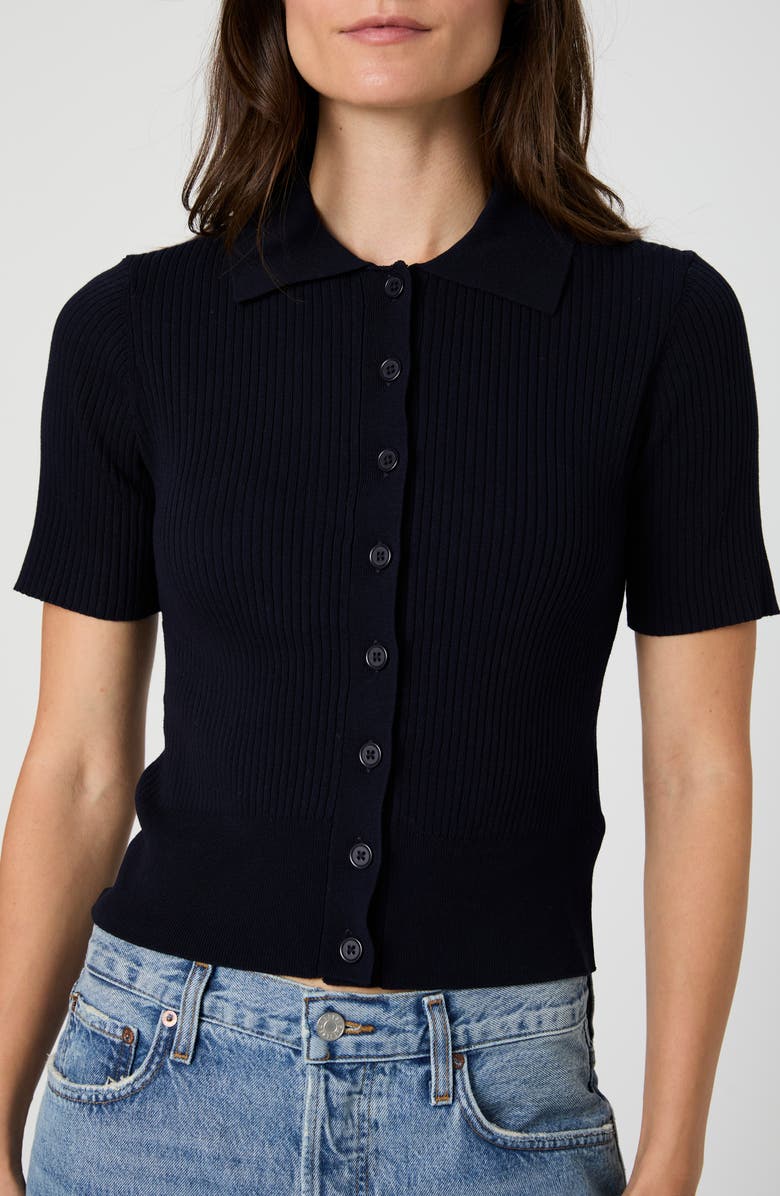 French Connection Alonzo Ribbed Button Up Cardigan, Alternate, color, Marine