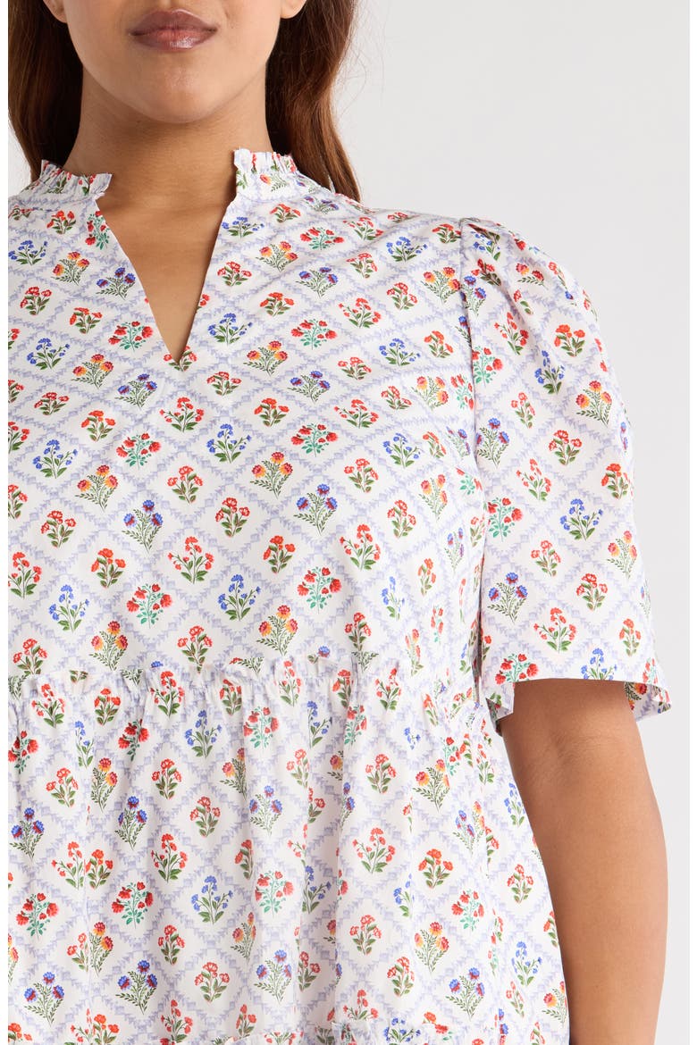 Lara Floral Dixie Tiered Cotton Dress, Alternate, color, WHITE/ MULTI