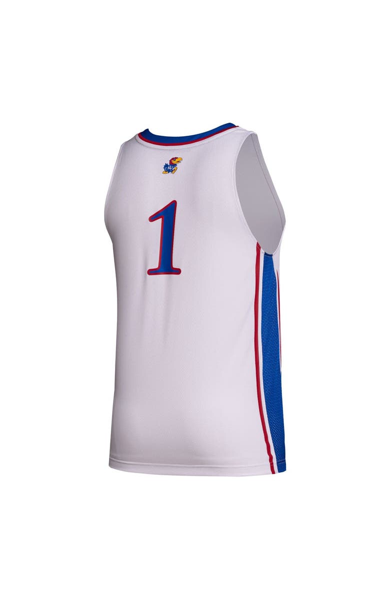 adidas Men's adidas #1 White Kansas Jayhawks Team Swingman Jersey, Alternate, color, White