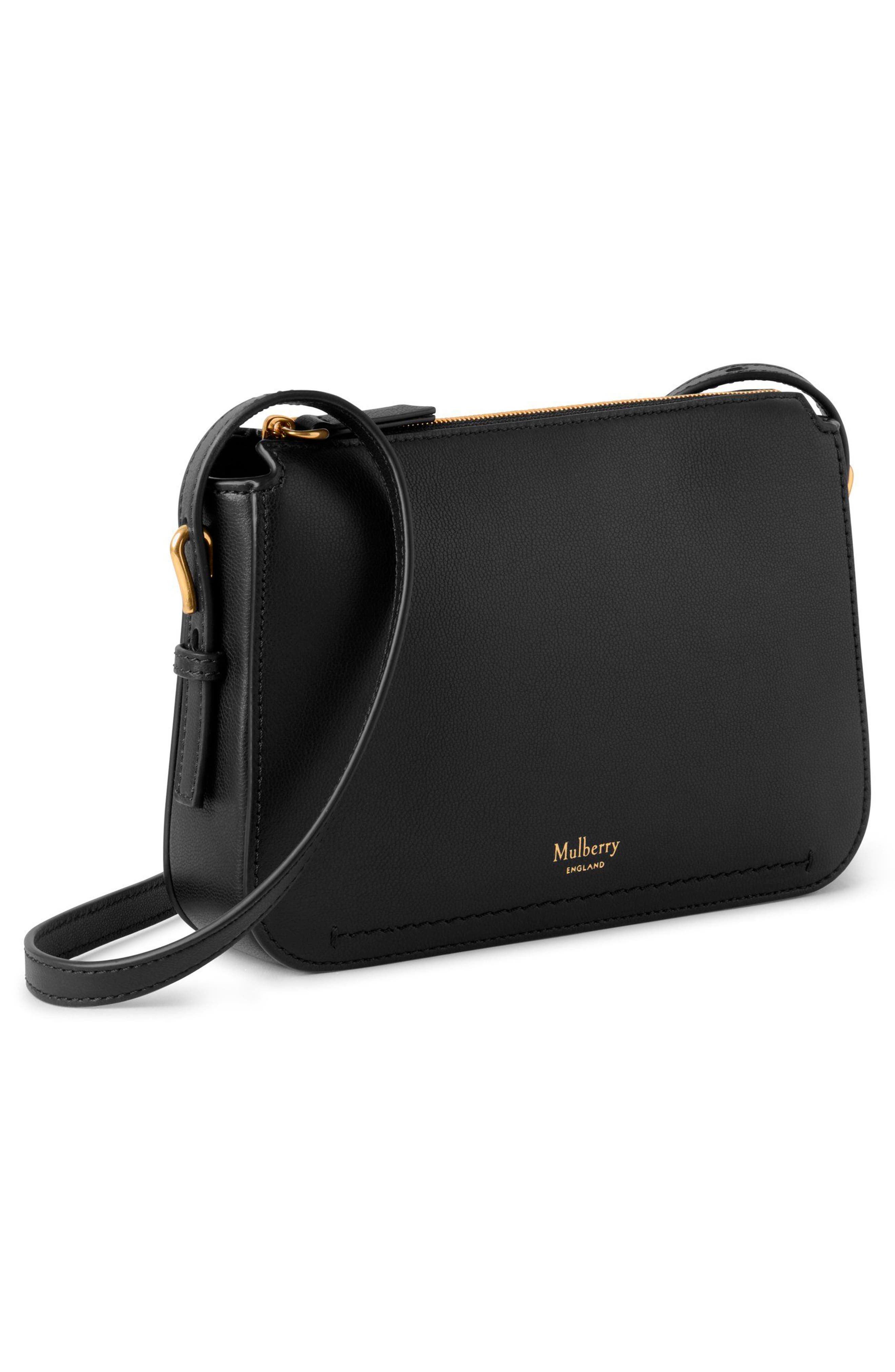 Mulberry Clovelly Leather Crossbody Bag, Alternate, color, Black