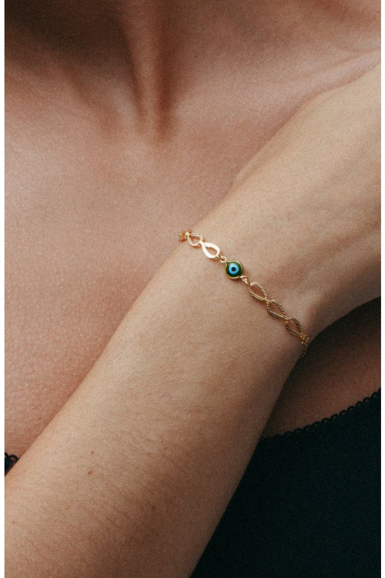 The Green Evil Eye Heirloom Bracelet, Alternate, color, GOLD