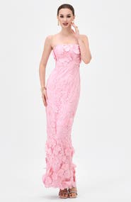 Bariano Kareen Strapless Floral Midaxi