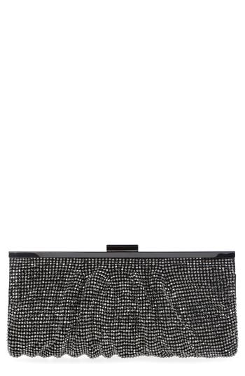 Jessica Mcclintock Simona Rhinestone Mesh Clutch In Gunmetal