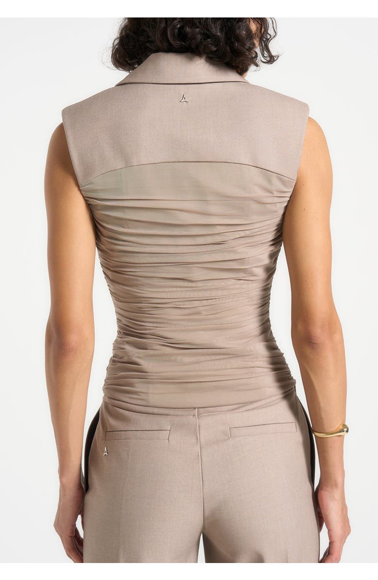Manière De Voir Thea Mesh Ruched Waistcoat, Alternate, color, Mushroom