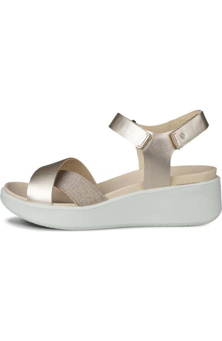 ECCO Flowt Water Resistant Wedge Sandal, Alternate, color, Pure White Gold