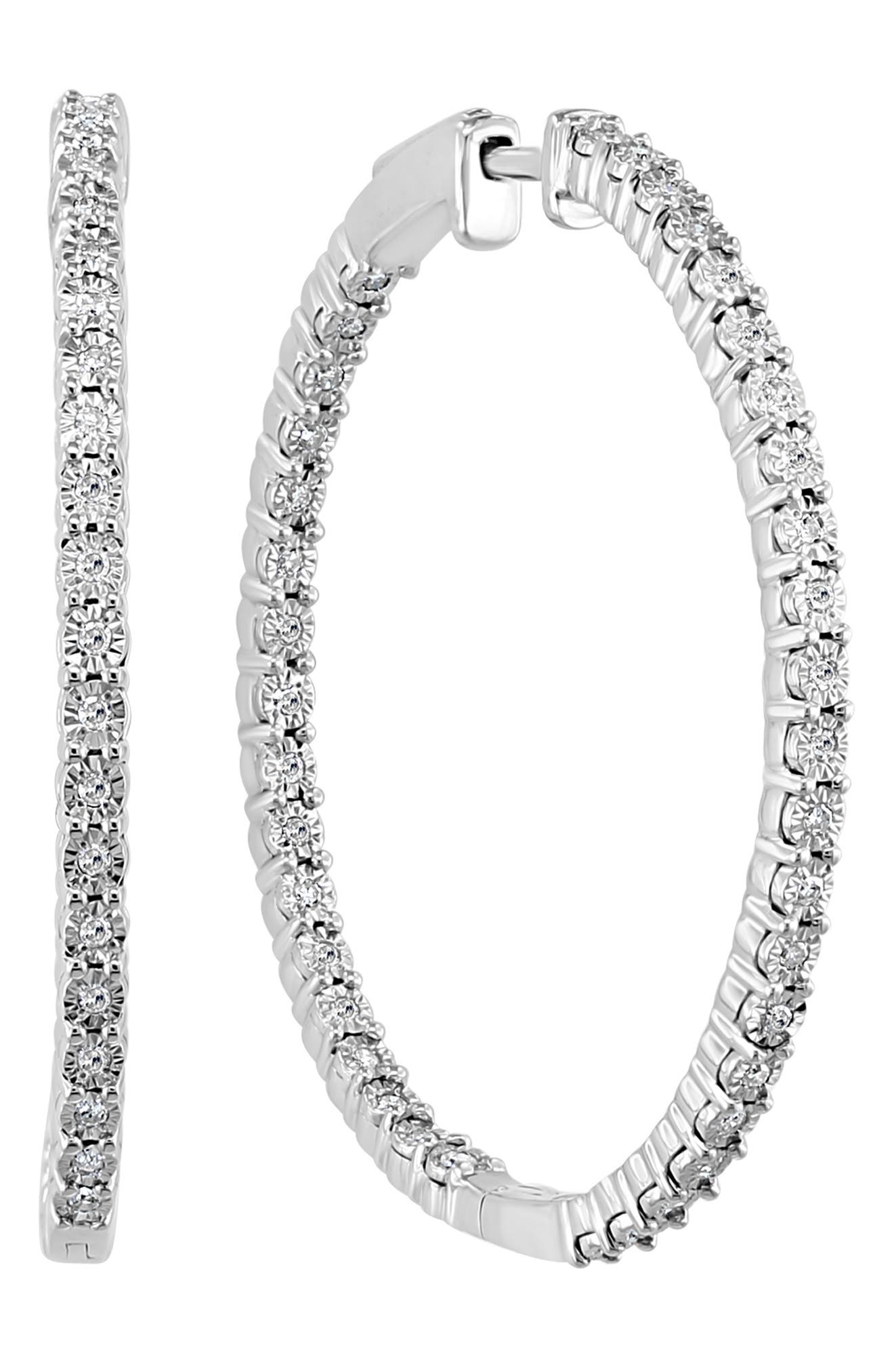 EFFY Sterling Silver Diamond Hoop Earrings - 0.46 ctw