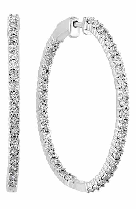 EFFY Sterling Silver Diamond Hoop Earrings - 0.46 ctw