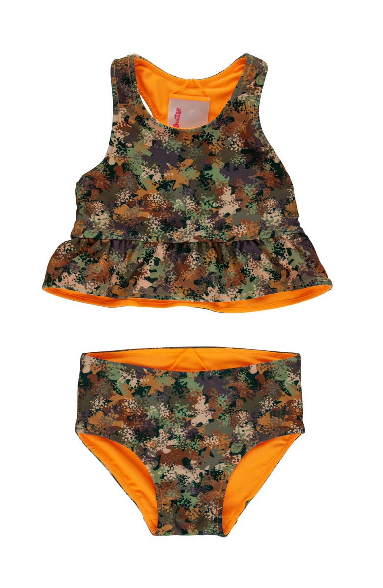 RuffleButts UPF50 Sun Protected Reversible Peplum Tankini, Main, color, Classic Camo