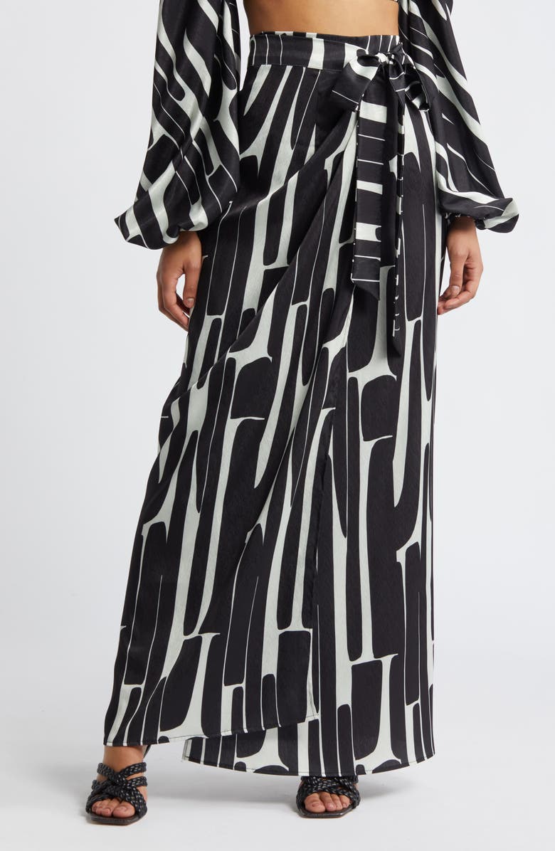 DIARRABLU Seur Hera Print Maxi Wrap Skirt, Main, color, Black