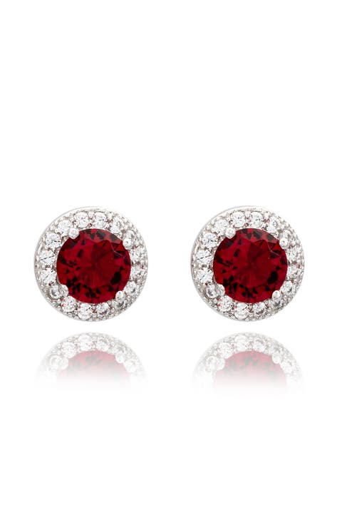 CZ Halo Stud Earrings