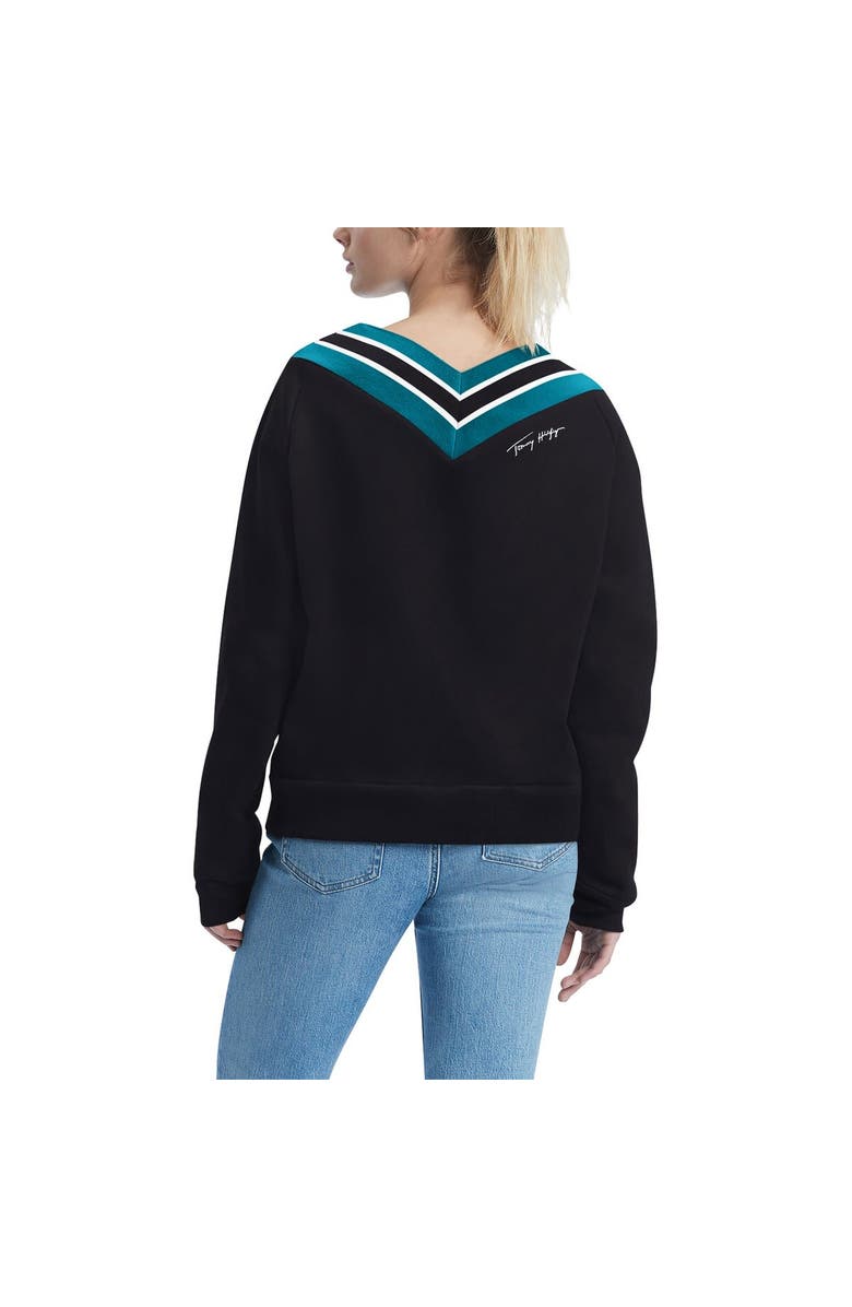 Tommy Hilfiger Women's Tommy Hilfiger Black Jacksonville Jaguars Heidi V-Neck Pullover Sweatshirt, Alternate, color, 