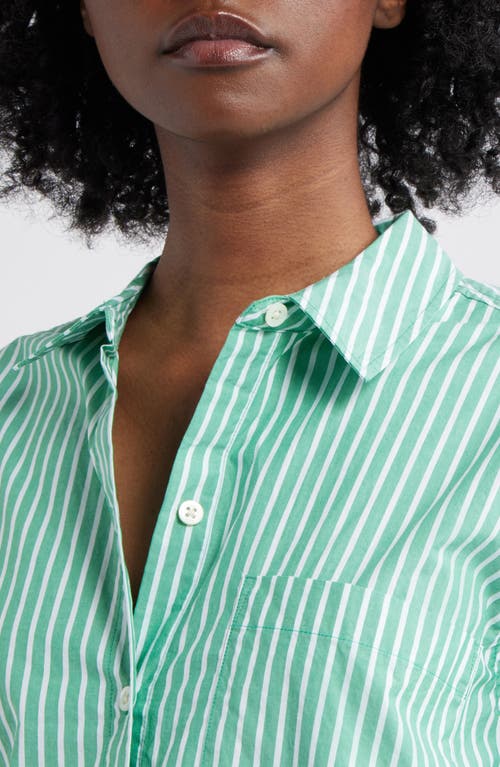Rails Elsa Stripe Cotton Button-up Top In Kelly White Stripe