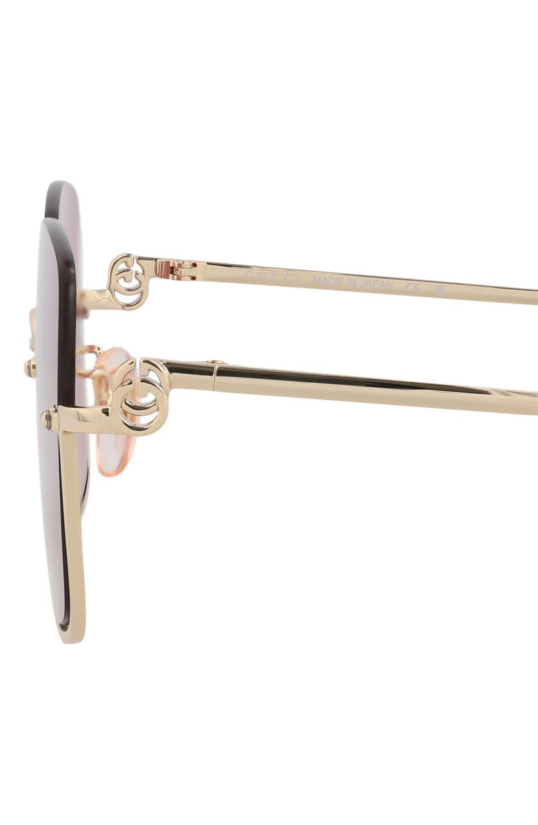 Gucci 54mm Novelty Square Sunglasses, Alternate, color, Gold Gold Red