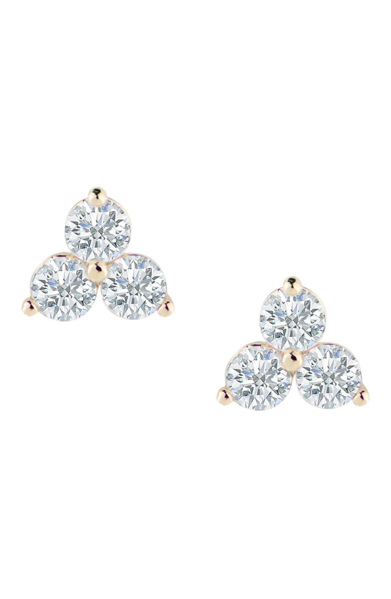 CZ by Kenneth Jay Lane CZ Pyramid Stud Earrings, Main, color, Clear/Gold
